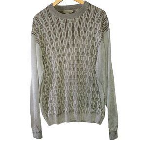 Tulliano Men Sweater Size XL Brown Gold Shimmer Heritage Preppy Classic Academia